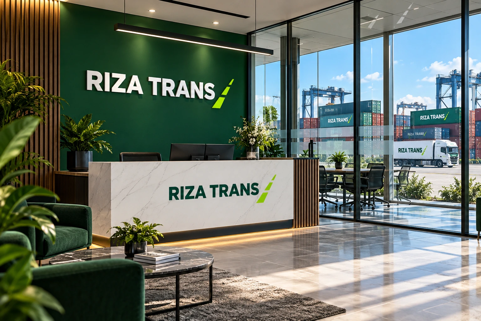 Международная логистика RIZA TRANS — фирменная визуализация RIZA TRANS