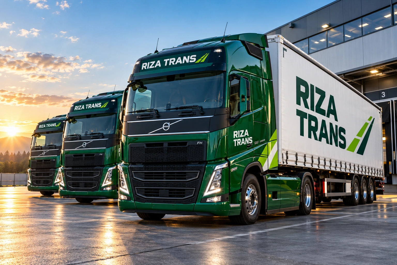 Международная логистика RIZA TRANS — фирменная визуализация RIZA TRANS