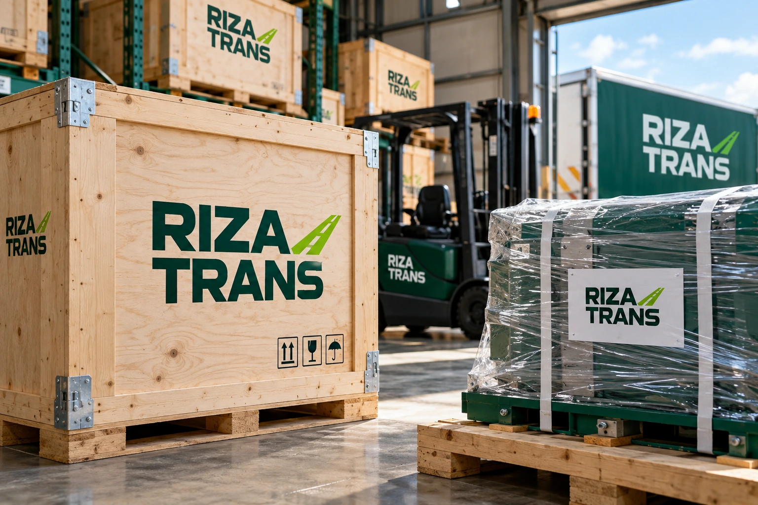 Подготовка груза к отправке — фирменная визуализация RIZA TRANS