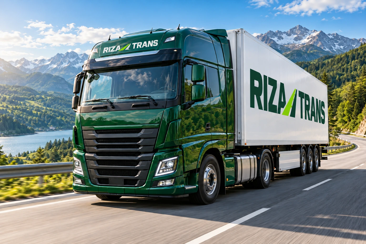 Автомобильные перевозки — фирменная визуализация RIZA TRANS